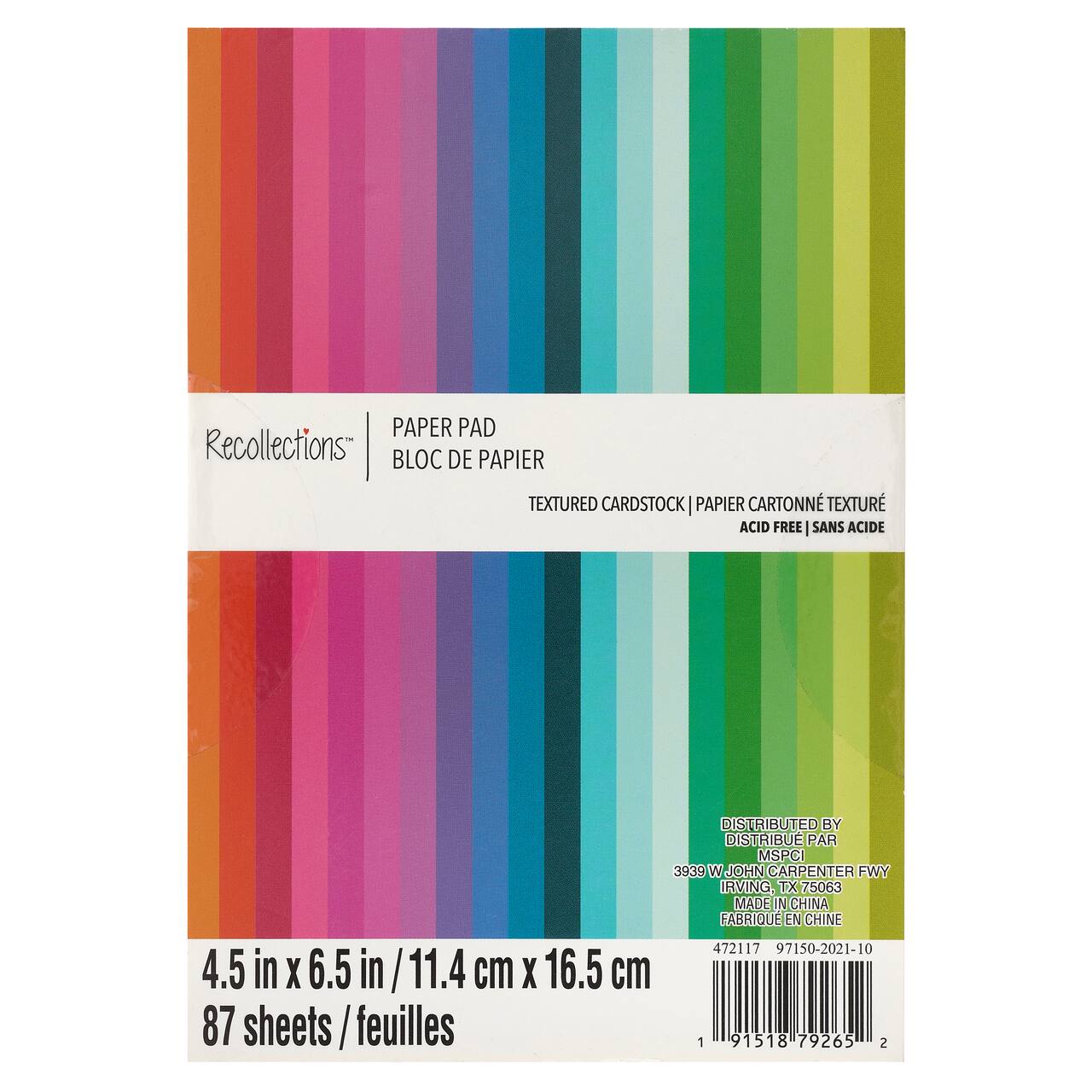Jewel Colors 4.5&#x22; x 6.5&#x22; Textured Paper Pad by Recollections&#x2122;, 87 Sheets